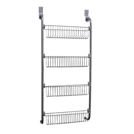 HOME BASICS Home Basics Heavy Duty 4 Tier Over the Door Metal Pantry Organizer, Grey ZOR96197